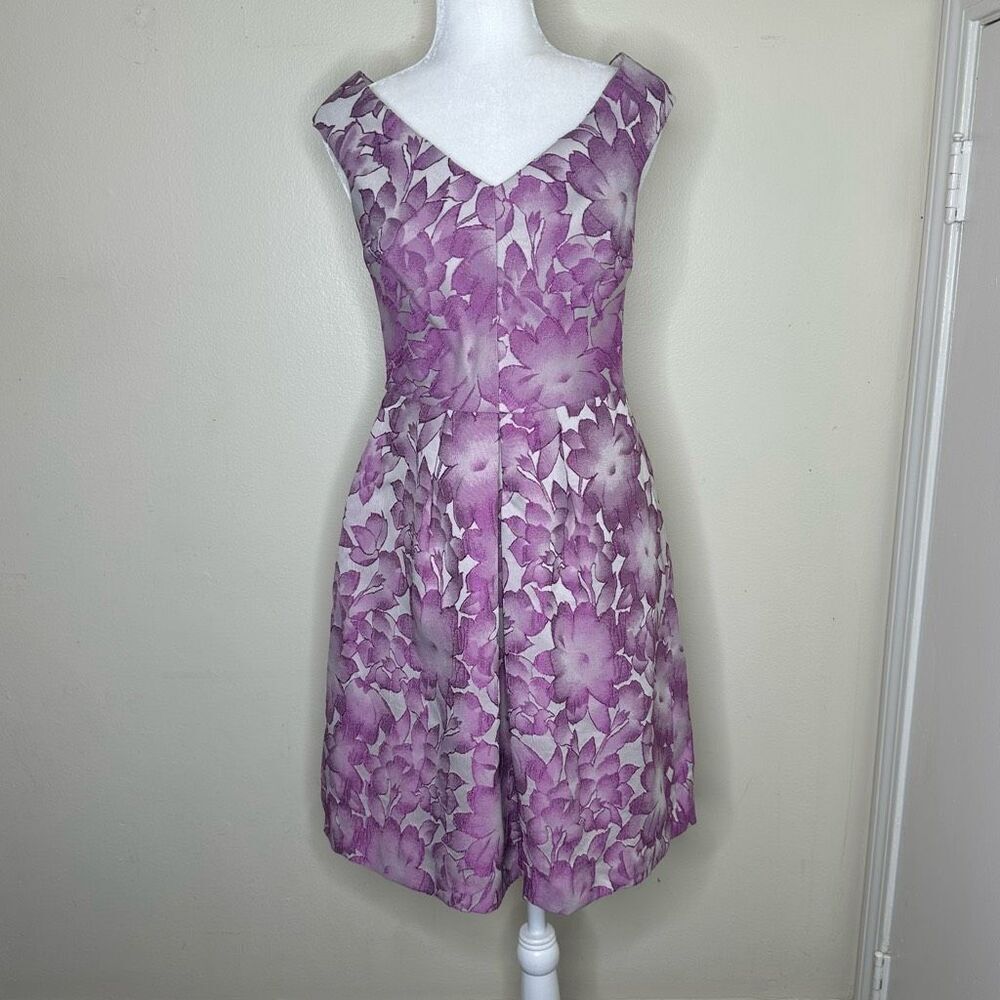 Kay Unger Purple Floral Fit and Flare Mini Dress size 6